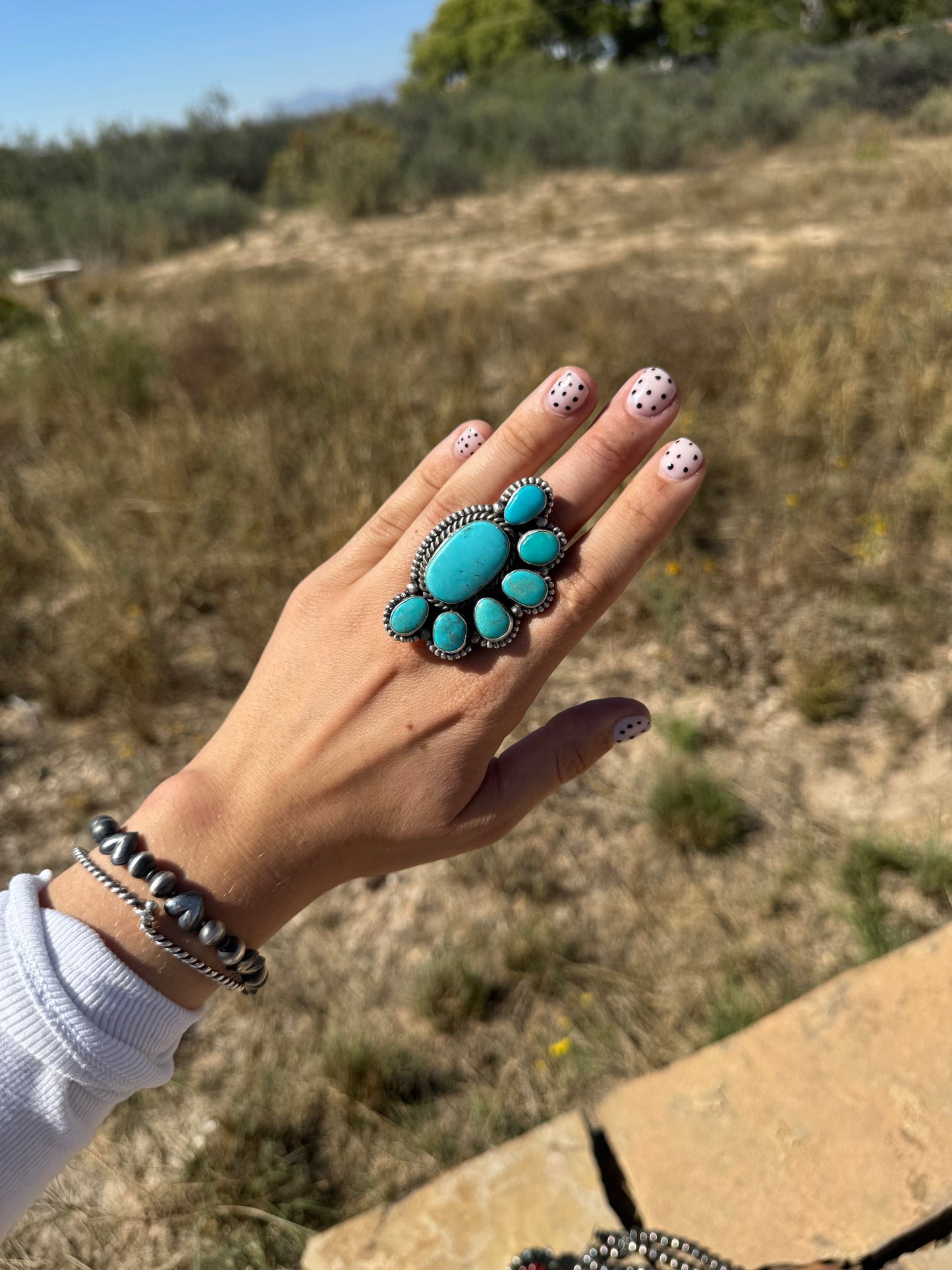 Turquoise Half Cluster Ring