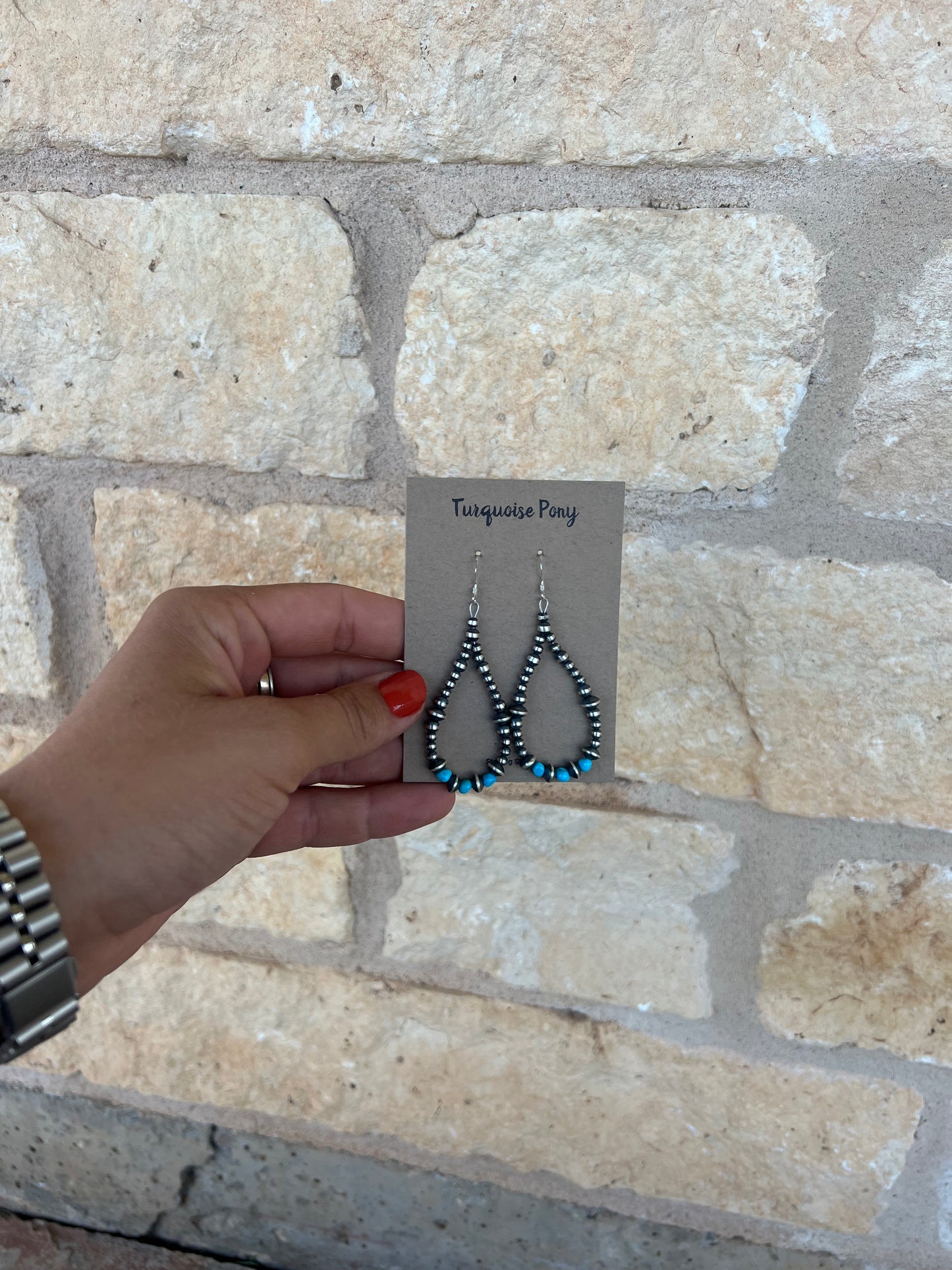Navajo Pearl and Turquosie Hoops