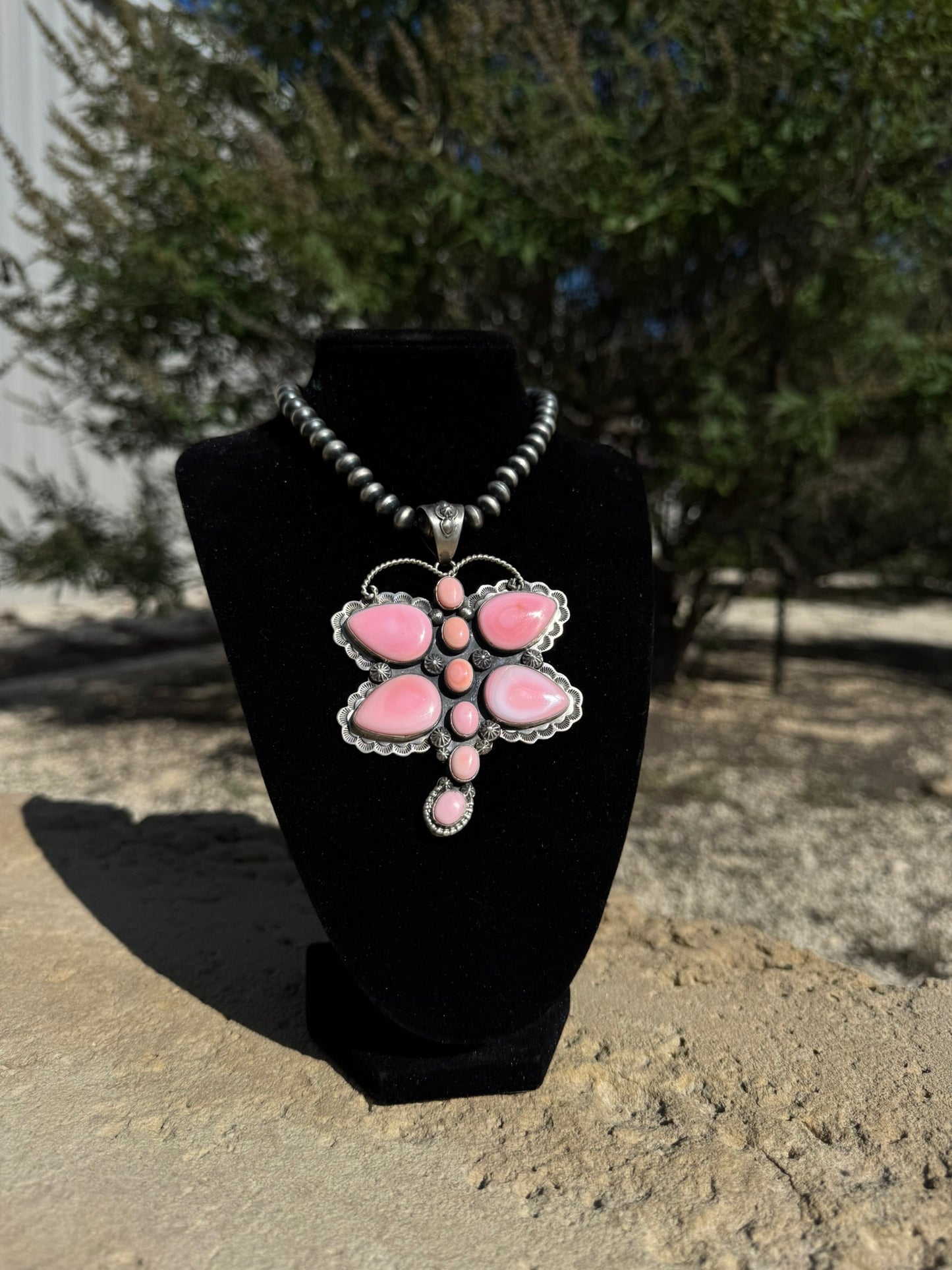 Pink Concho Dargonfly Pendant