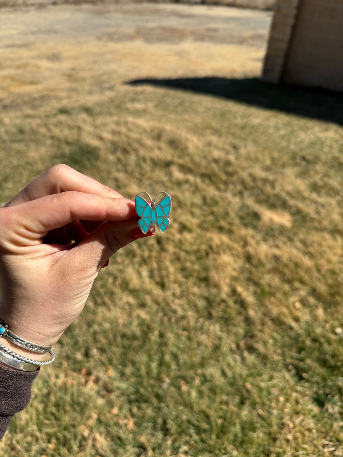 Size 7 Vintage Inlay Butterfly Ring
