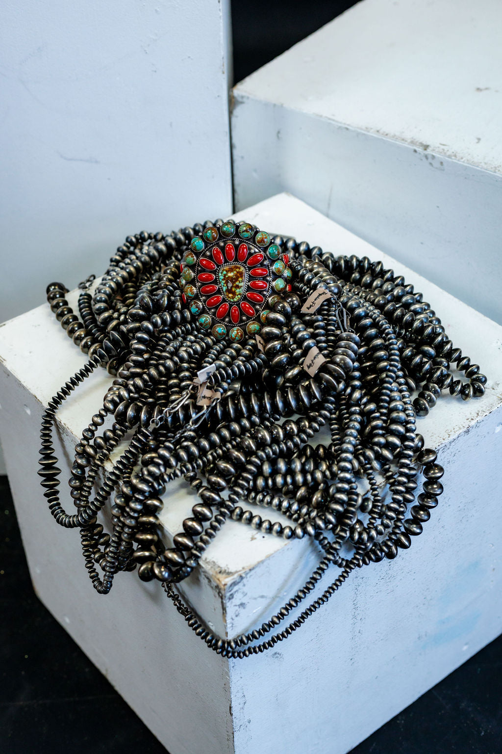 Coral & Turquoise Cluster Cuff