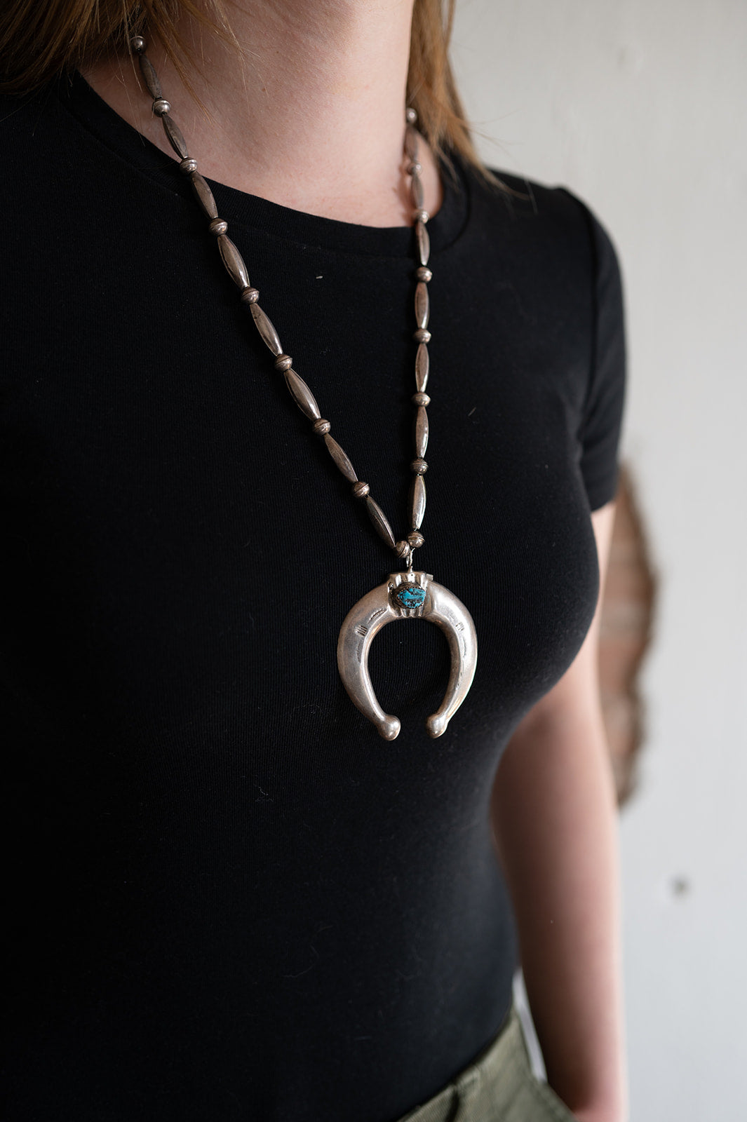 26" Vintage Navajo Pearl & Naja Necklace