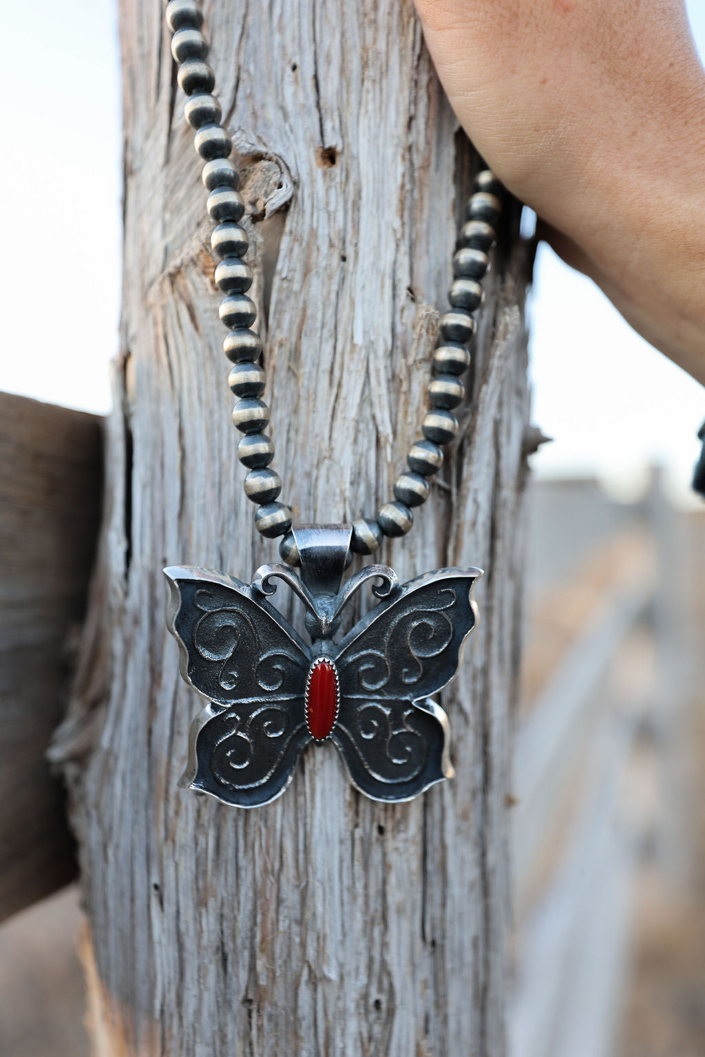 Coral Butterfly Pendant