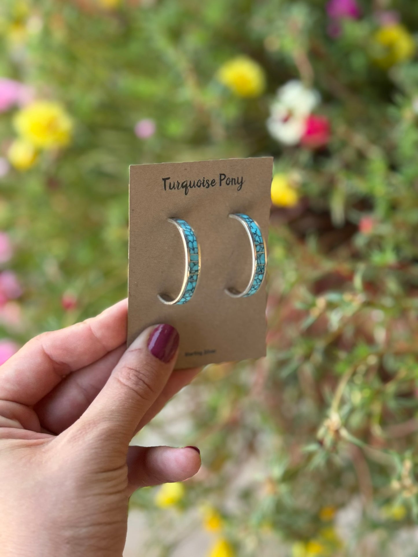 Chaves Inlay Turquoise Hoops