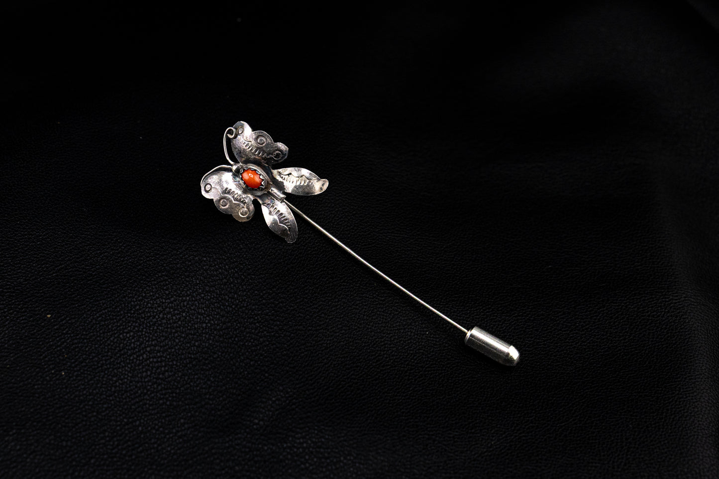 Coral Butterfly Hat Pin