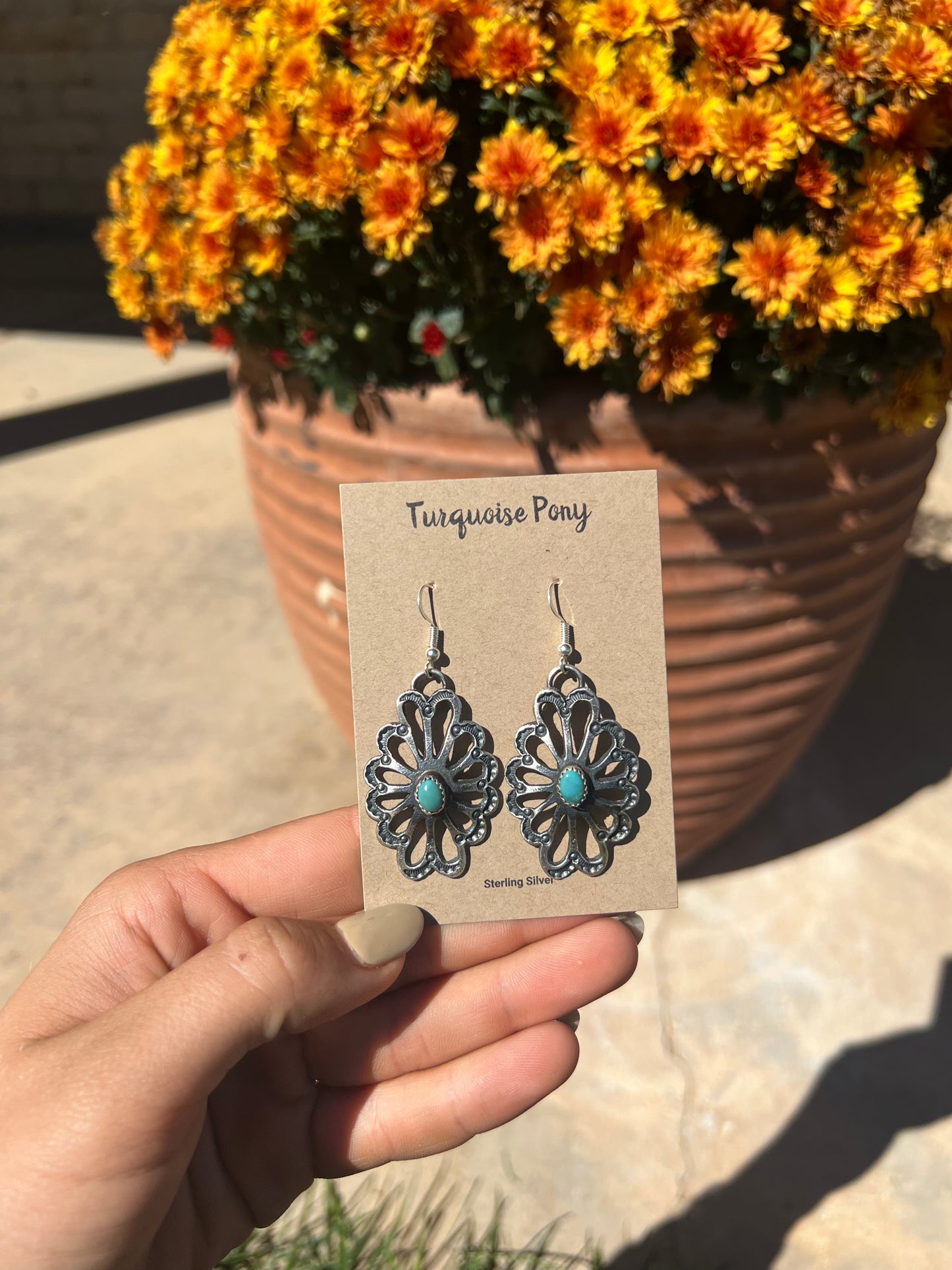 Sandcast Turquoise Dangles