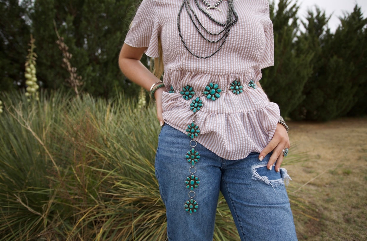 Linked Turquoise Cluster Belt