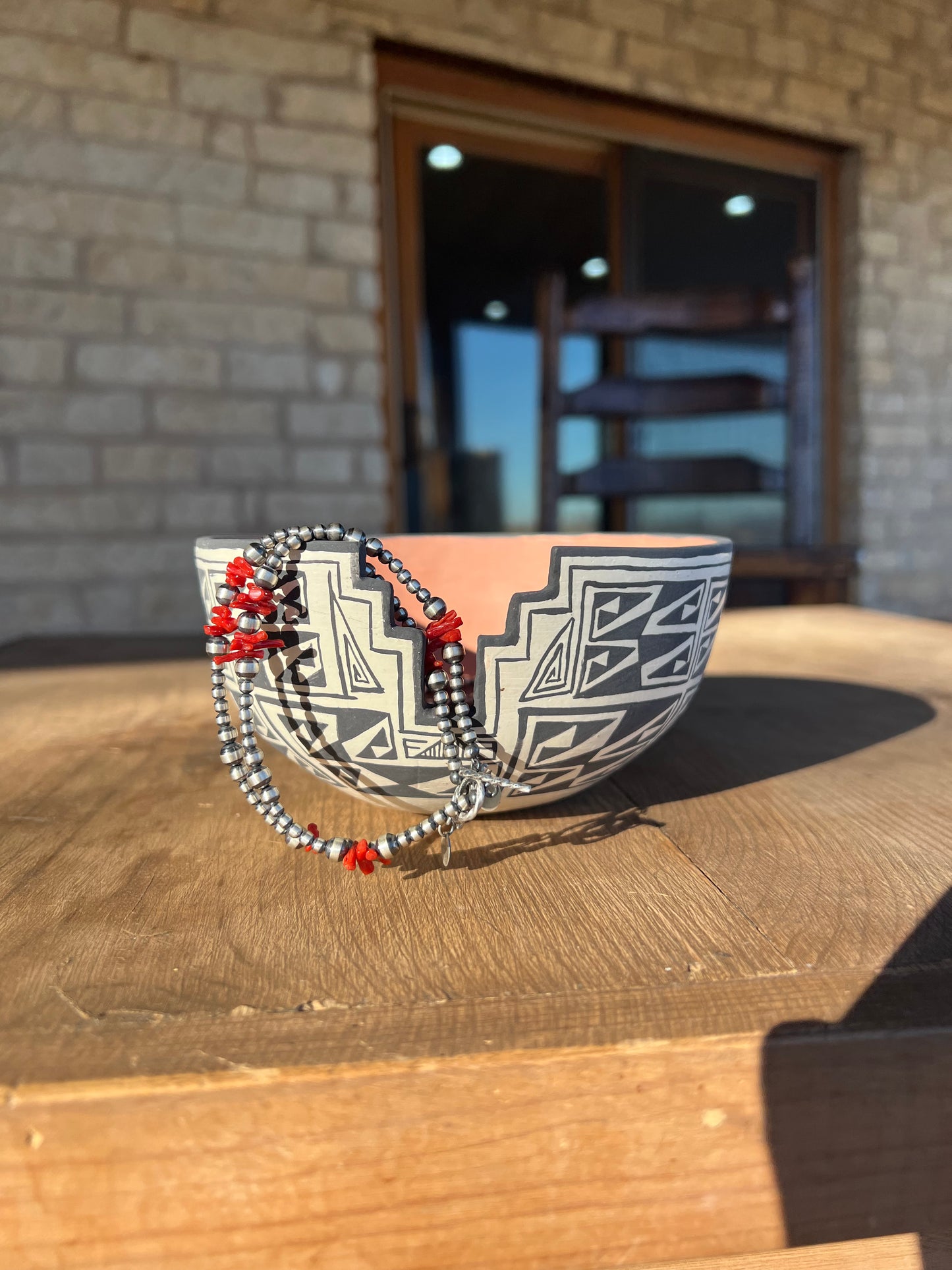 Coral and Navajo Pearl Bracelet