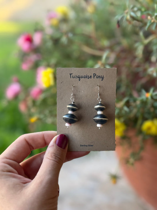 Navajo Pearl and Pink Conch Dangles