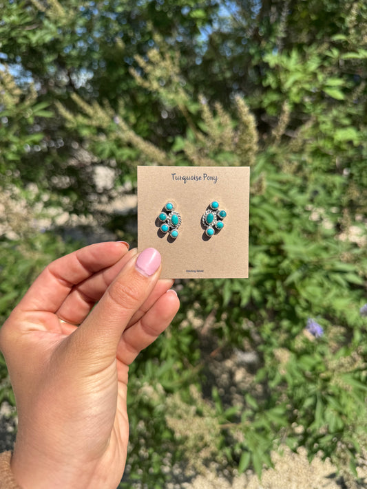 Turquoise 1/2 Cluster Earrings