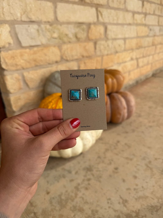 Turquoise Square Studs