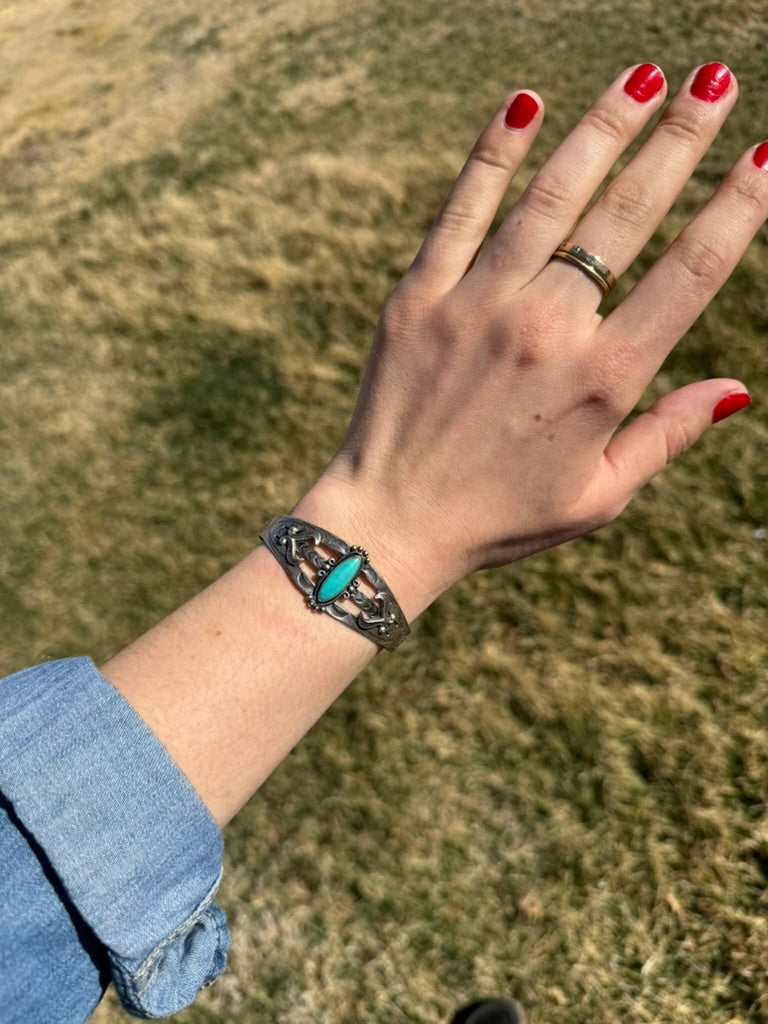 Vintage Bell Turquoise Cuff