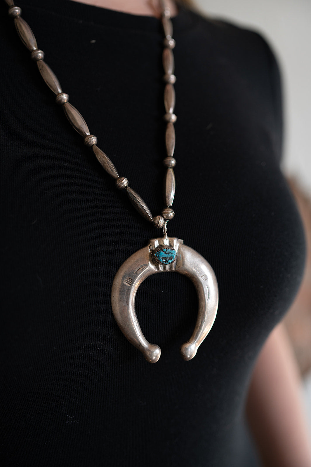 26" Vintage Navajo Pearl & Naja Necklace