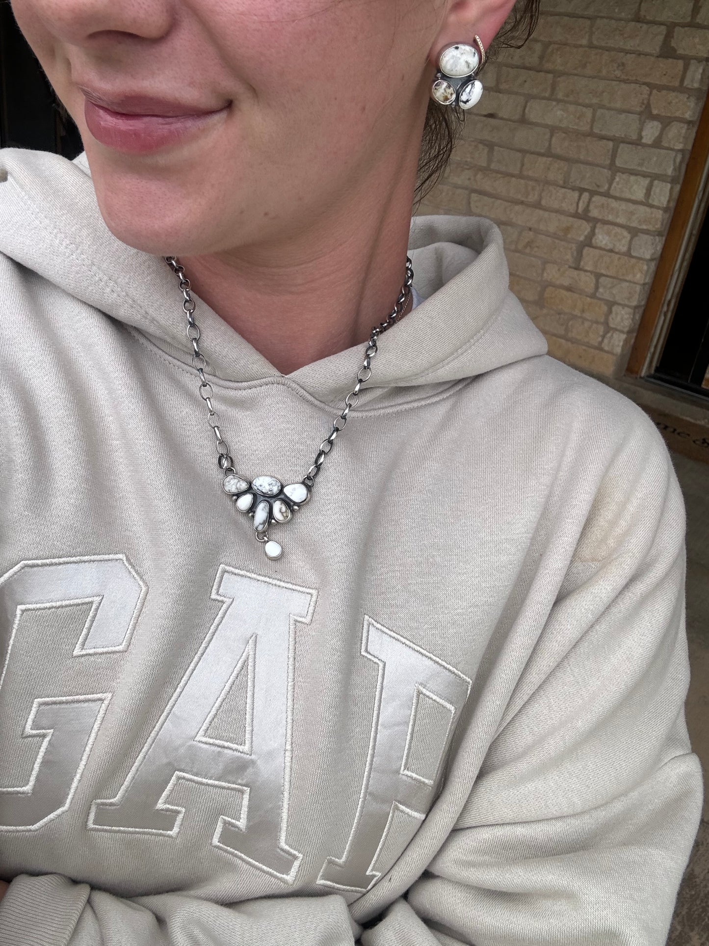 White Buffalo Half Cluster Necklace