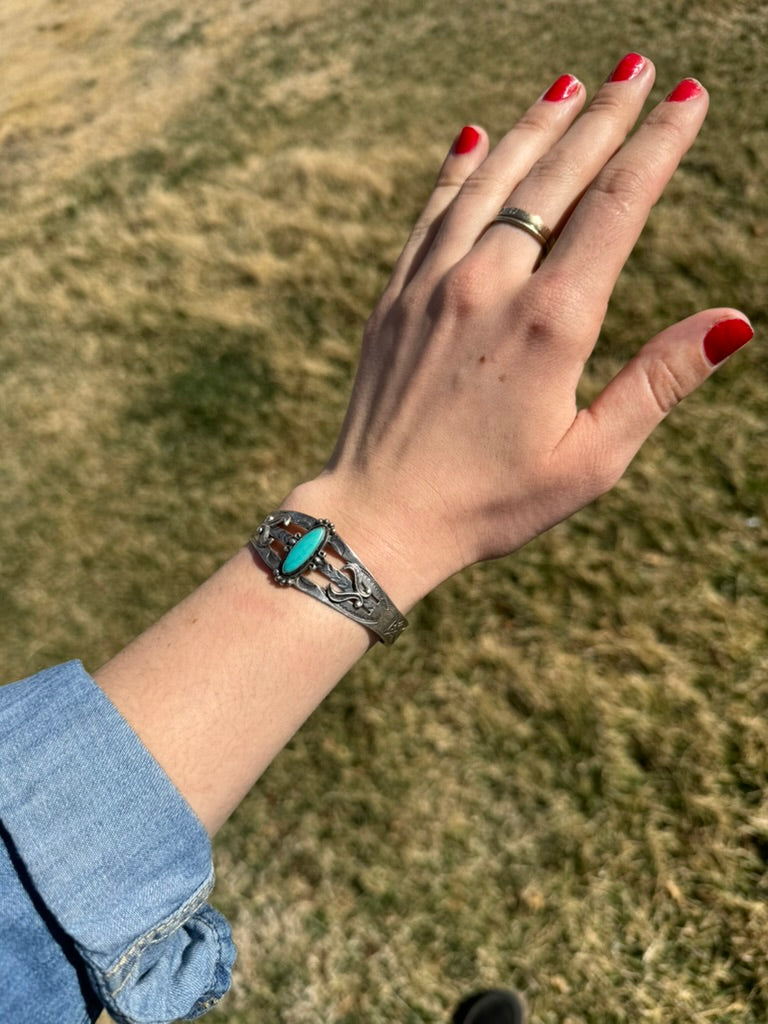 Vintage Bell Turquoise Cuff