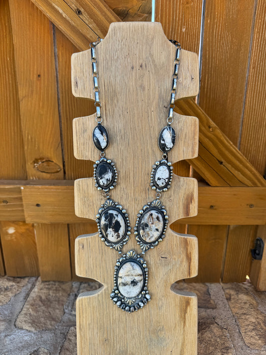 White Buffalo Statement Lariat Necklace