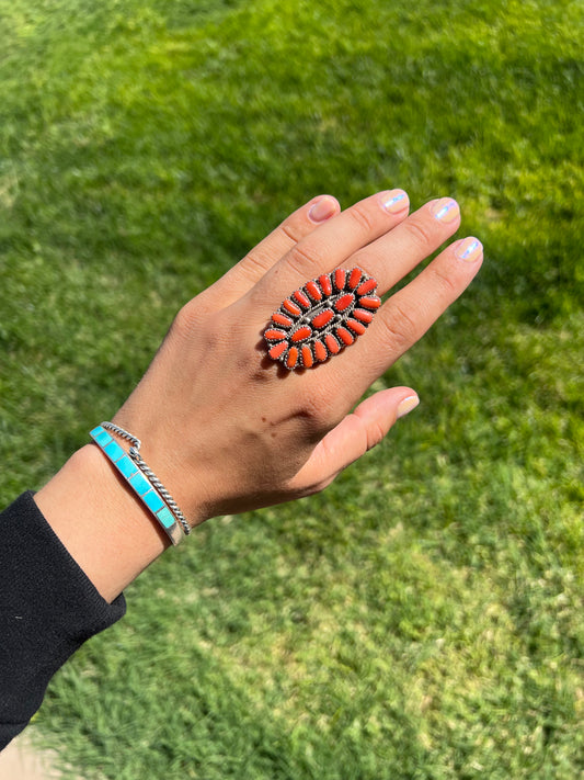 Vintage Coral Cluster Ring