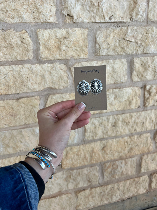 Oval Sterling Concho Studs