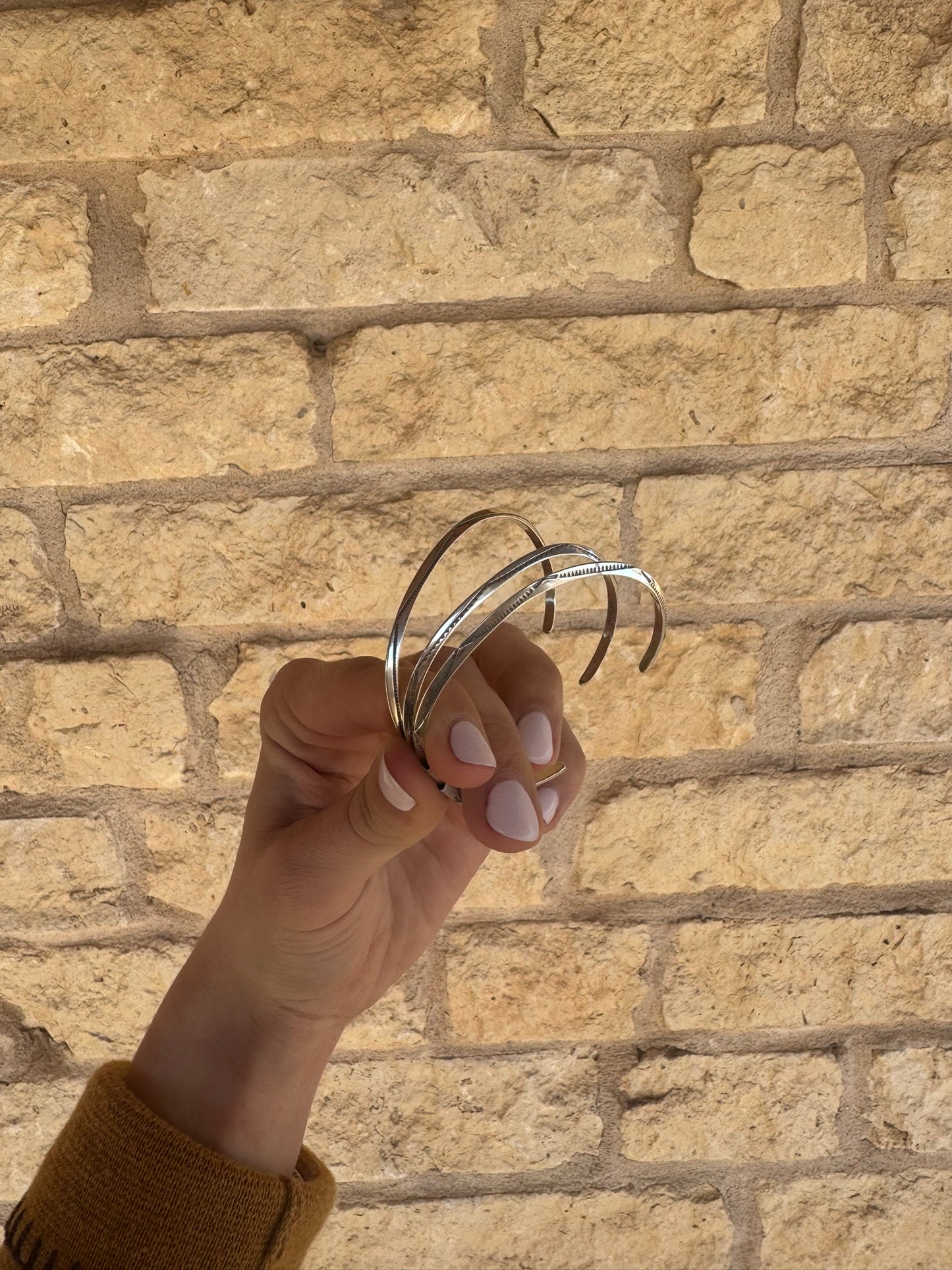 Sterling Siver Stamped Wire Cuffs
