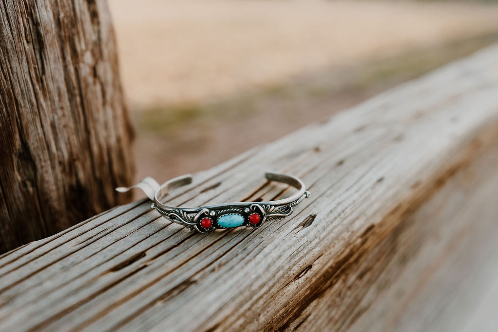 Coral and Turquoise Bracelet