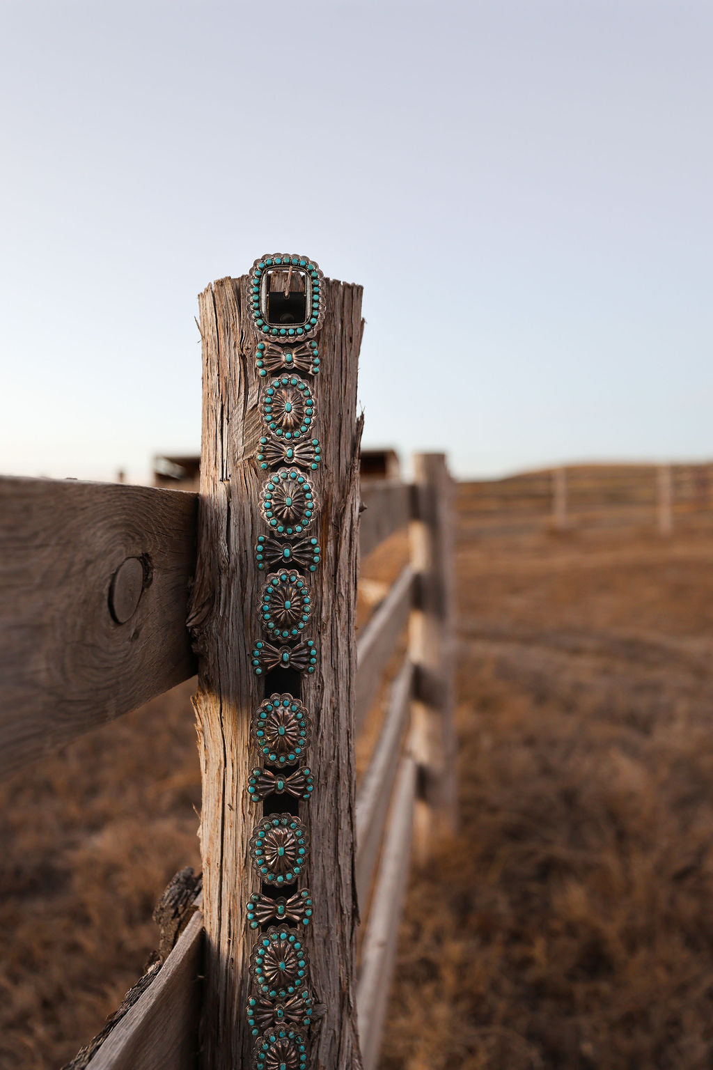 Turquoise Stone and Concho Belt Stamped VMB