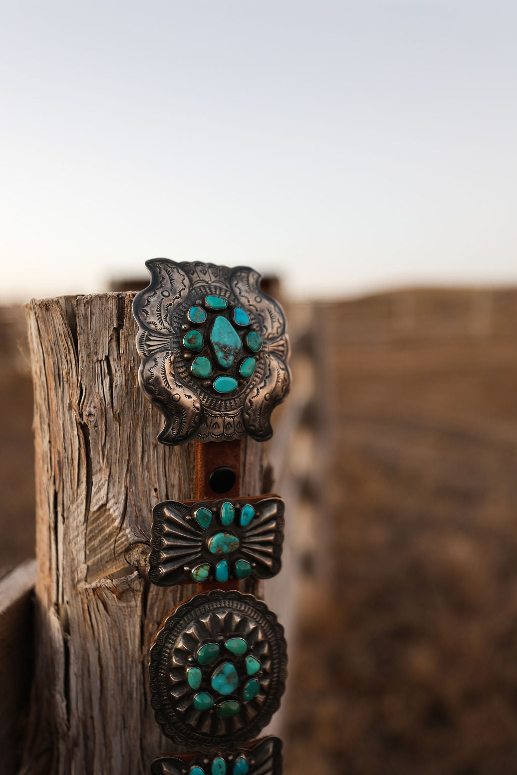 DM Sterling Silver Turquoise Concho Belt