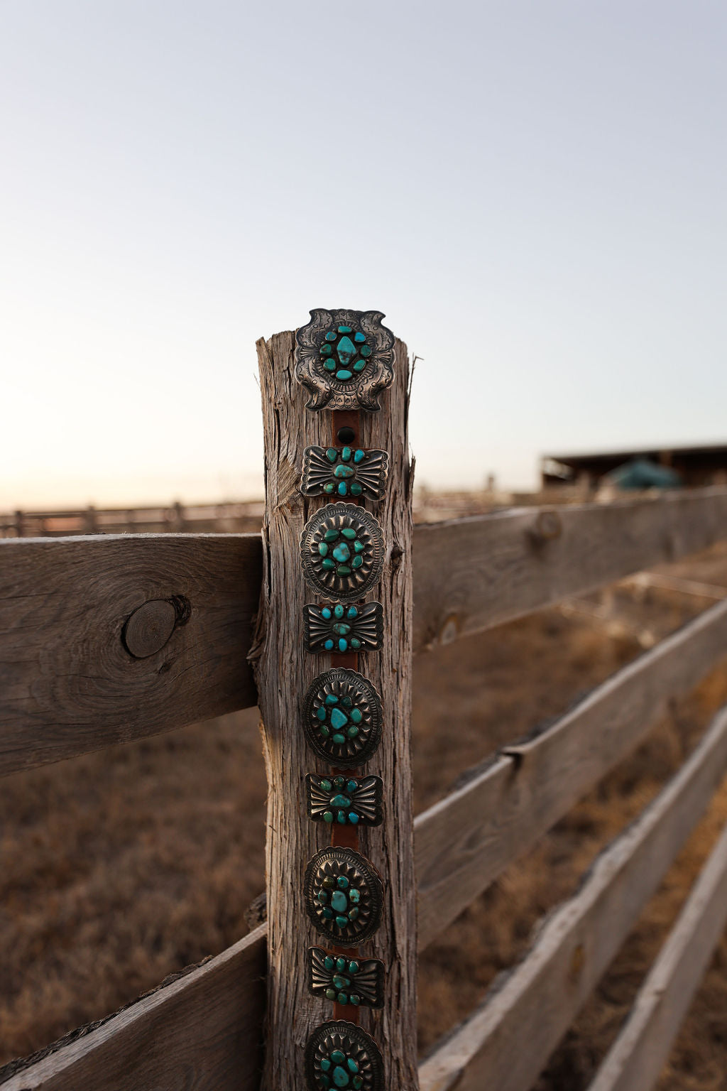 DM Sterling Silver Turquoise Concho Belt