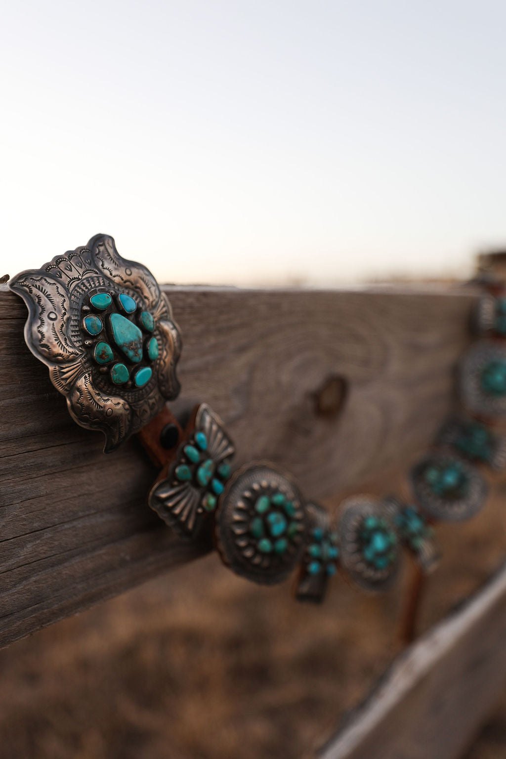 DM Sterling Silver Turquoise Concho Belt