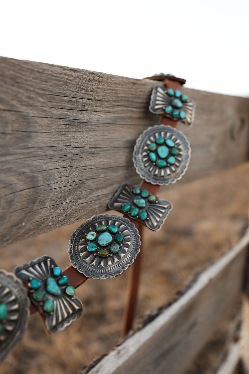 DM Sterling Silver Turquoise Concho Belt
