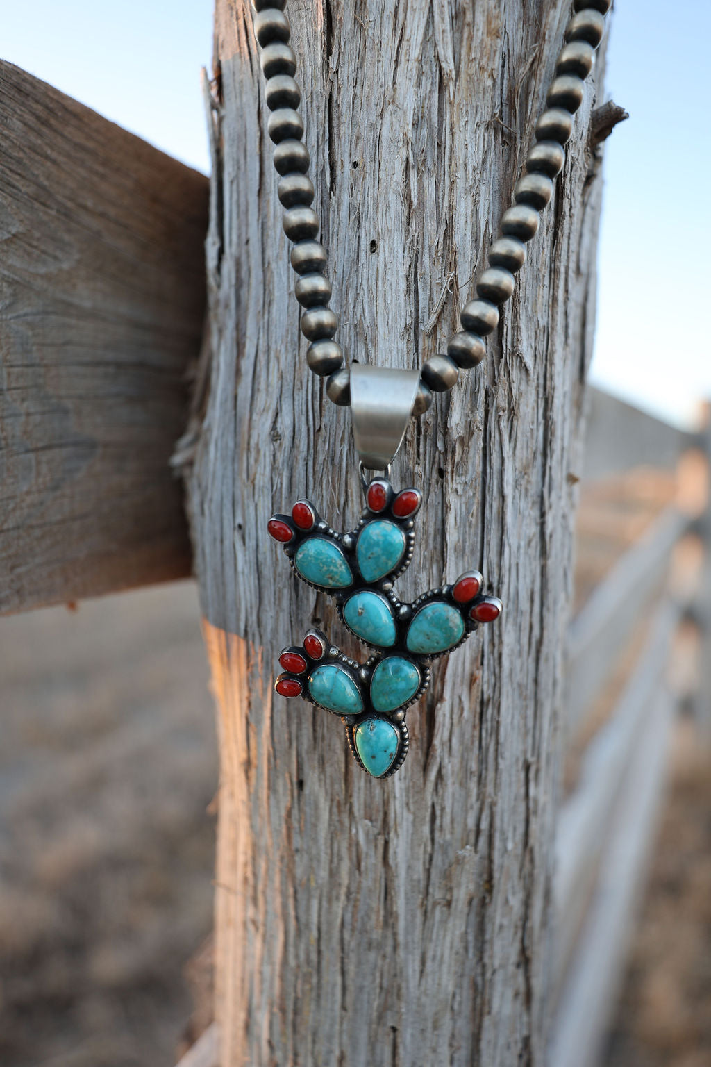 Turquoise and Spiny Cactus Pendant