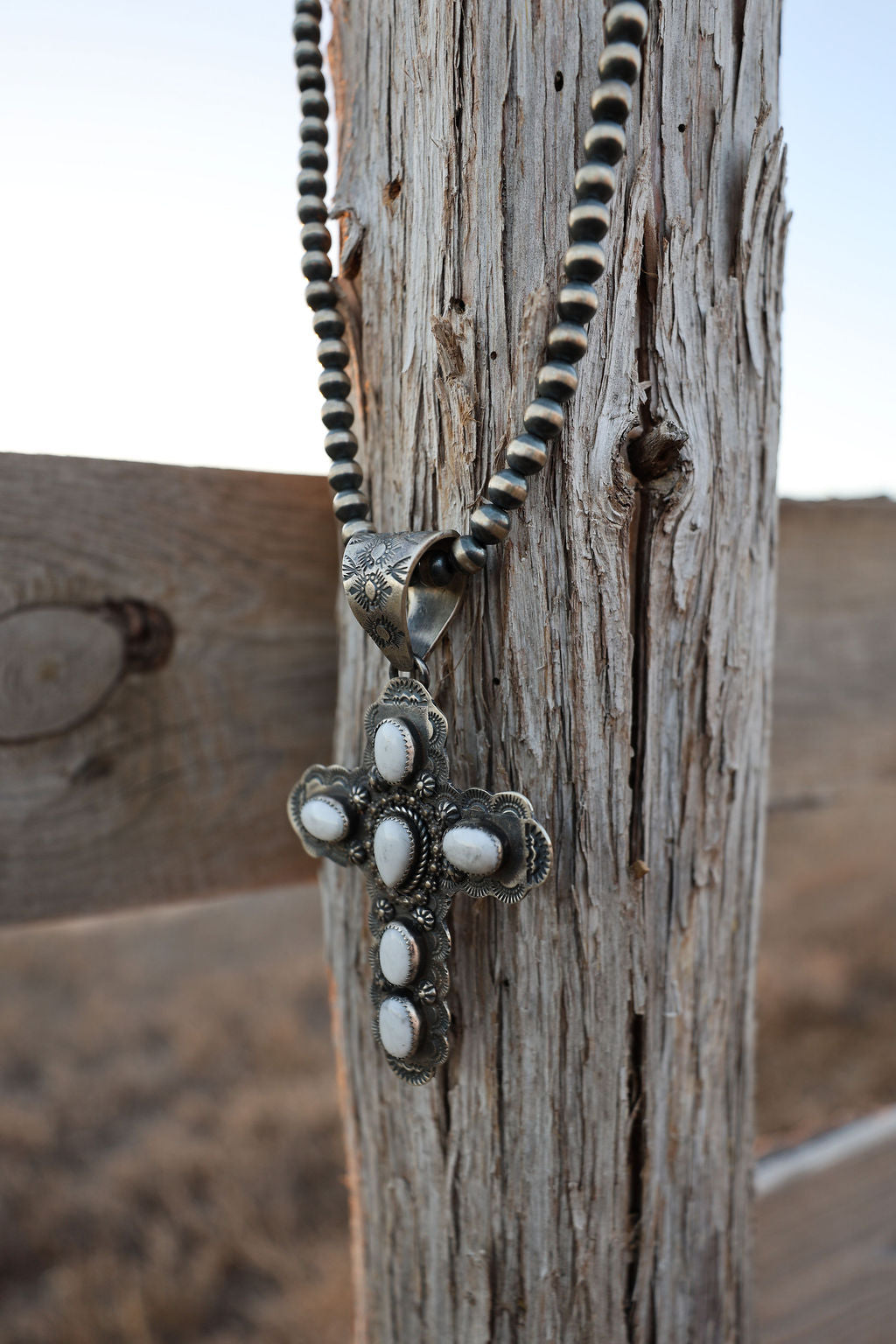 White Buffalo Cross Pendant