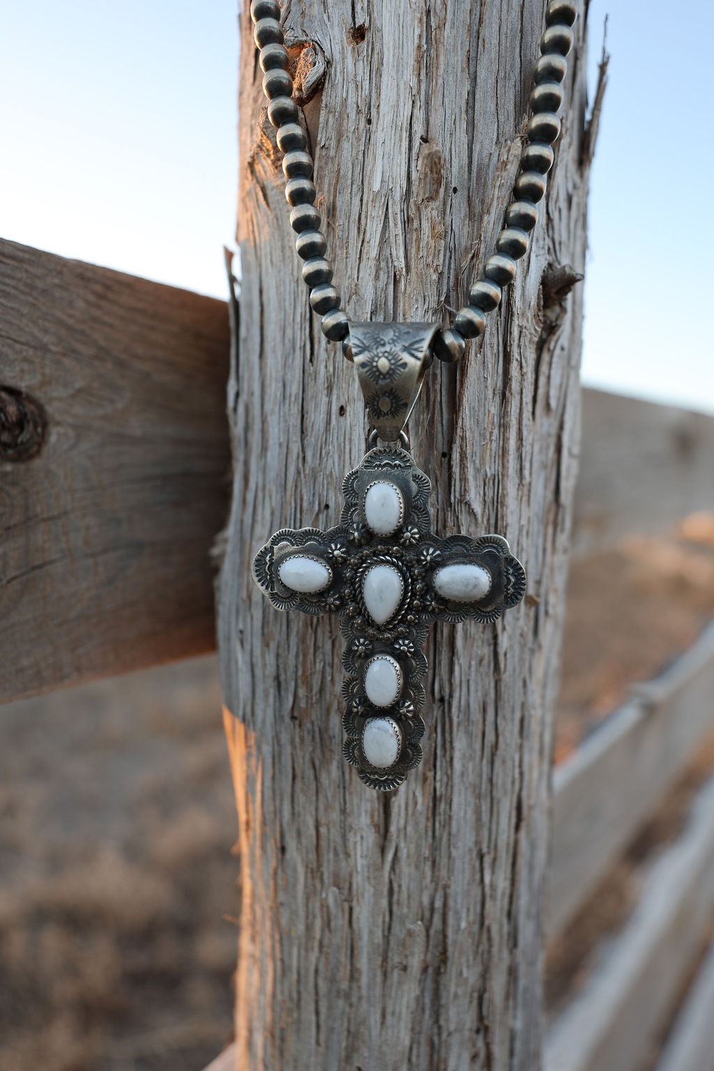 White Buffalo Cross Pendant