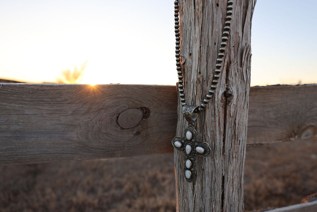 White Buffalo Cross Pendant