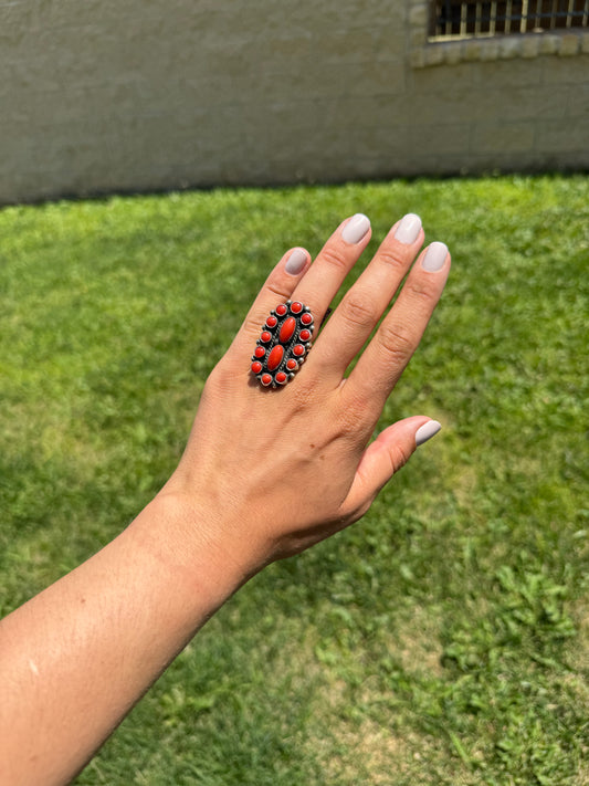 Coral Cluster Ring