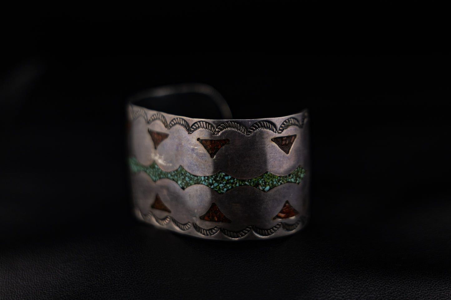 Vintage Chip Inlay Cuff