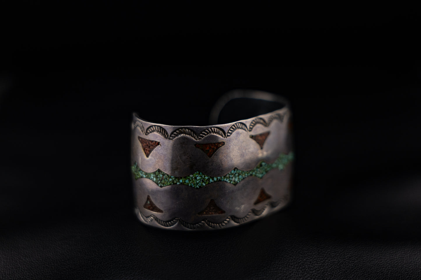 Vintage Chip Inlay Cuff