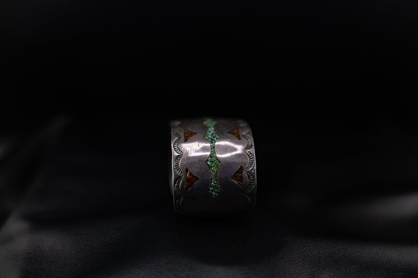 Vintage Chip Inlay Cuff