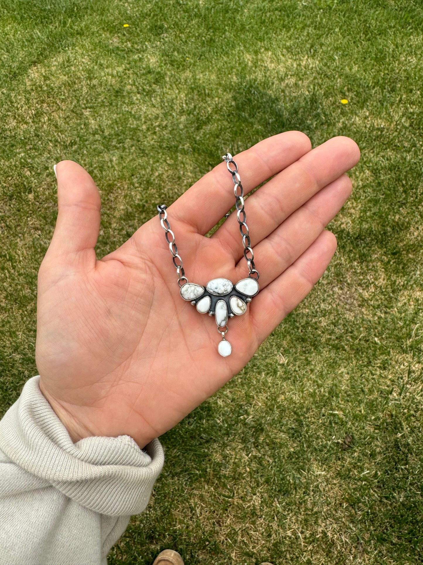 White Buffalo Half Cluster Necklace