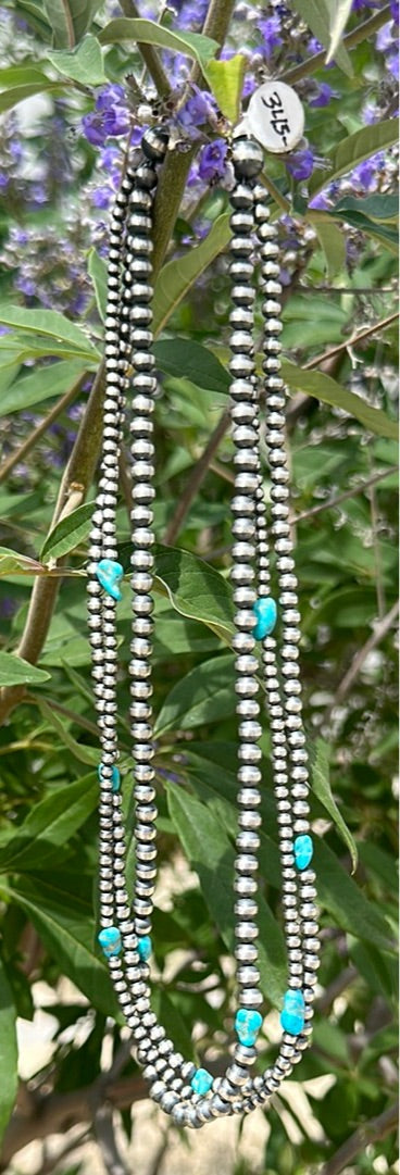 Three stand Turquoise and Navajo Pearls