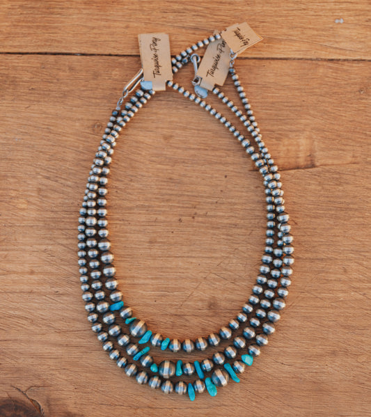 Chunky Turquoise and Navajo Pearl Necklace